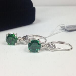 Beautiful 4ctw Emerald Earrings in Sterling Silver May Birthstone